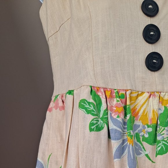 NWOT Designer Niko Niko KNITTED DOVE Floral Printed Empire Waist Babydoll Dress - Picture 4 of 13